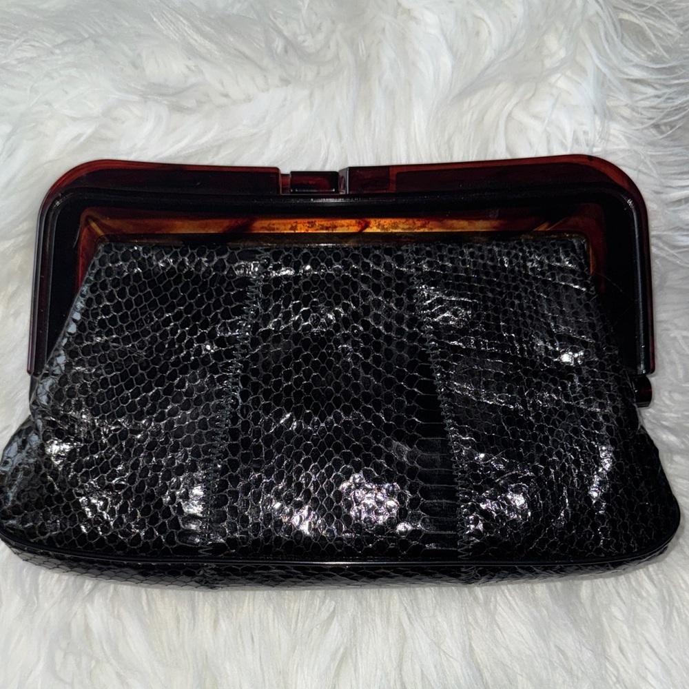 Luxurious Black Snakeskin Clutch